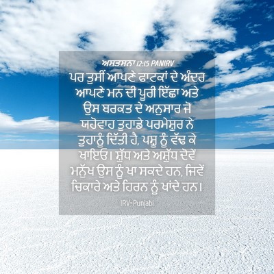 Picture 04 - ਅਸਤਸਨਾ 12:15 PANIRV - ਪਰ ਤੁਸੀਂ ਆਪਣੇ - Bible Verse Picture