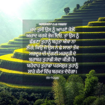 Picture 04 - ਅਸਤਸਨਾ 15:18 PANIRV - ਜਦ ਤੁਸੀਂ ਉਸ ਨੂੰ - Bible Verse Picture