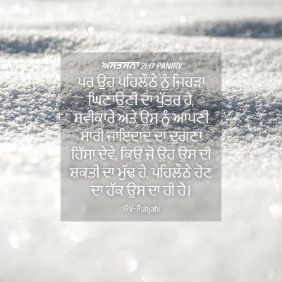 Picture 04 - ਅਸਤਸਨਾ 21:17 PANIRV - ਪਰ ਉਹ ਪਹਿਲੌਠੇ ਨੂੰ - Bible Verse Picture
