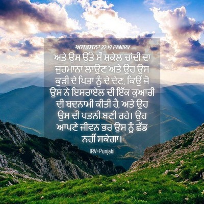 Picture 04 - ਅਸਤਸਨਾ 22:19 PANIRV - ਅਤੇ ਉਸ ਉੱਤੇ ਸੌ - Bible Verse Picture