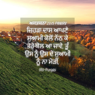 Picture 04 - ਅਸਤਸਨਾ 23:15 PANIRV - ਜਿਹੜਾ ਦਾਸ ਆਪਣੇ - Bible Verse Picture
