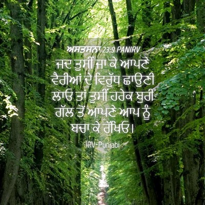 Picture 04 - ਅਸਤਸਨਾ 23:9 PANIRV - ਜਦ ਤੁਸੀਂ ਜਾ ਕੇ ਆਪਣੇ - Bible Verse Picture