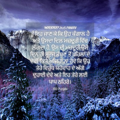 Picture 04 - ਅਸਤਸਨਾ 24:15 PANIRV - ਤੂੰ ਇਹ ਜਾਣ ਕੇ ਕਿ ਉਹ - Bible Verse Picture
