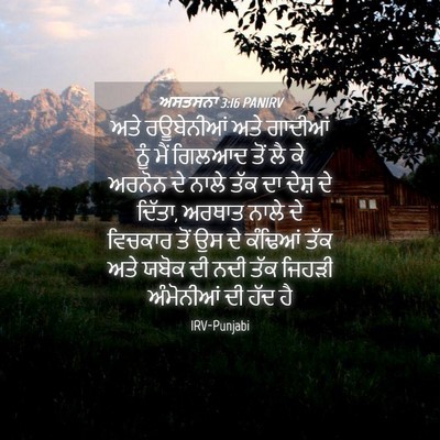 Picture 04 - ਅਸਤਸਨਾ 3:16 PANIRV - ਅਤੇ ਰਊਬੇਨੀਆਂ ਅਤੇ - Bible Verse Picture