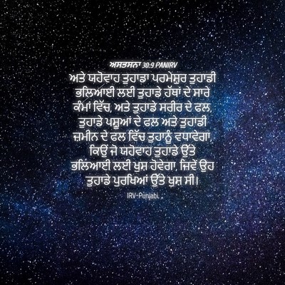 Picture 04 - ਅਸਤਸਨਾ 30:9 PANIRV - ਅਤੇ ਯਹੋਵਾਹ ਤੁਹਾਡਾ - Bible Verse Picture