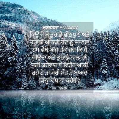 Picture 04 - ਅਸਤਸਨਾ 31:27 PANIRV - ਕਿਉਂ ਜੋ ਮੈਂ ਤੁਹਾਡੇ - Bible Verse Picture