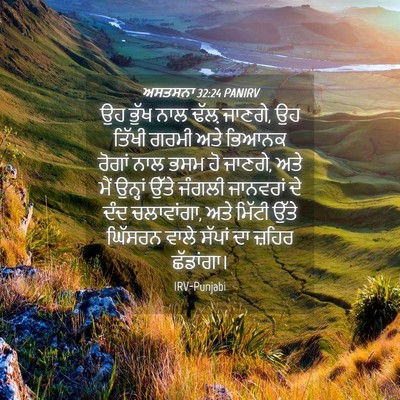 Picture 04 - ਅਸਤਸਨਾ 32:24 PANIRV - ਉਹ ਭੁੱਖ ਨਾਲ ਢੱਲ਼ - Bible Verse Picture