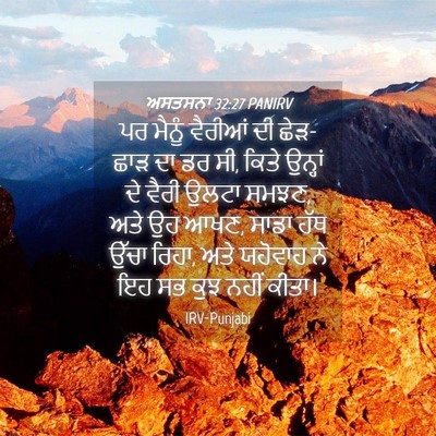 Picture 04 - ਅਸਤਸਨਾ 32:27 PANIRV - ਪਰ ਮੈਨੂੰ ਵੈਰੀਆਂ ਦੀ - Bible Verse Picture