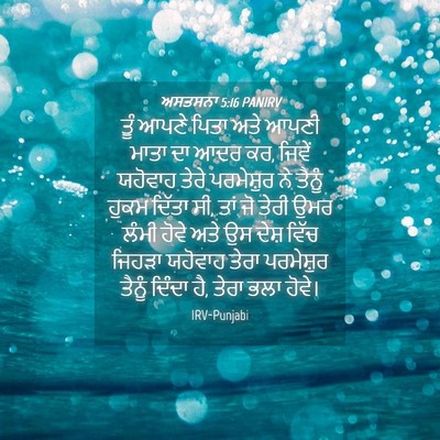 Picture 04 - ਅਸਤਸਨਾ 5:16 PANIRV - ਤੂੰ ਆਪਣੇ ਪਿਤਾ ਅਤੇ - Bible Verse Picture