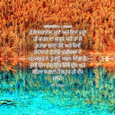 Picture 04 - ਅਸਤਸਨਾ 6:3 PANIRV - ਹੇ ਇਸਰਾਏਲ, ਸੁਣੋ ਅਤੇ - Bible Verse Picture