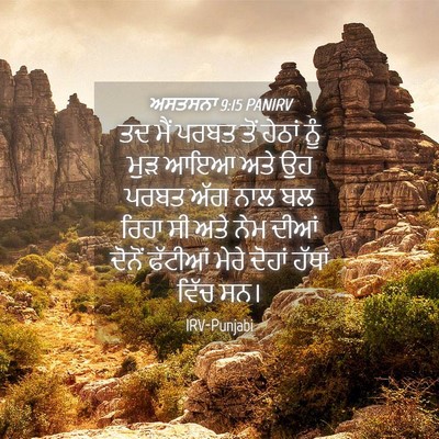 Picture 04 - ਅਸਤਸਨਾ 9:15 PANIRV - ਤਦ ਮੈਂ ਪਰਬਤ ਤੋਂ - Bible Verse Picture