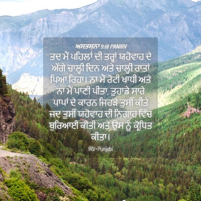 Picture 04 - ਅਸਤਸਨਾ 9:18 PANIRV - ਤਦ ਮੈਂ ਪਹਿਲਾਂ ਦੀ - Bible Verse Picture