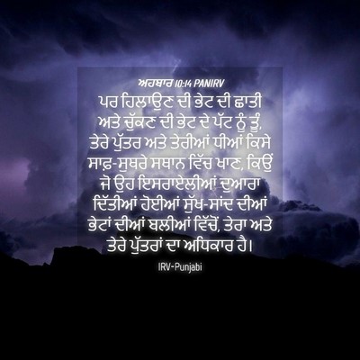 Picture 04 - ਅਹਬਾਰ 10:14 PANIRV - ਪਰ ਹਿਲਾਉਣ ਦੀ ਭੇਟ ਦੀ - Bible Verse Picture
