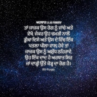 Picture 04 - ਅਹਬਾਰ 13:30 PANIRV - ਤਾਂ ਜਾਜਕ ਉਸ ਰੋਗ ਨੂੰ - Bible Verse Picture