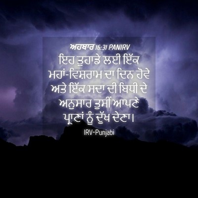 Picture 04 - ਅਹਬਾਰ 16:31 PANIRV - ਇਹ ਤੁਹਾਡੇ ਲਈ ਇੱਕ - Bible Verse Picture