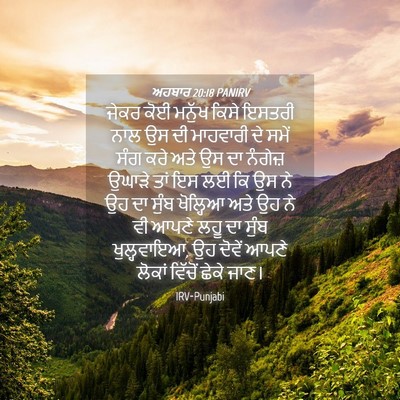 Picture 04 - ਅਹਬਾਰ 20:18 PANIRV - ਜੇਕਰ ਕੋਈ ਮਨੁੱਖ - Bible Verse Picture