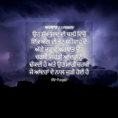 Picture 04 - ਅਹਬਾਰ 3:3 PANIRV - ਉਹ ਸੁੱਖ-ਸਾਂਦ ਦੀ ਬਲੀ - Bible Verse Picture