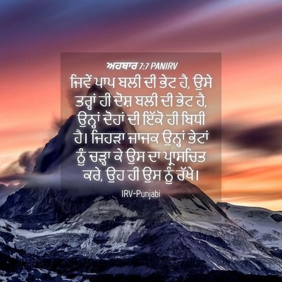Picture 04 - ਅਹਬਾਰ 7:7 PANIRV - ਜਿਵੇਂ ਪਾਪ ਬਲੀ ਦੀ - Bible Verse Picture
