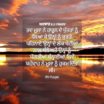 Picture 04 - ਅਹਬਾਰ 8:13 PANIRV - ਤਦ ਮੂਸਾ ਨੇ ਹਾਰੂਨ ਦੇ - Bible Verse Picture