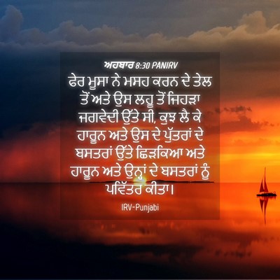 Picture 04 - ਅਹਬਾਰ 8:30 PANIRV - ਫੇਰ ਮੂਸਾ ਨੇ ਮਸਹ ਕਰਨ - Bible Verse Picture