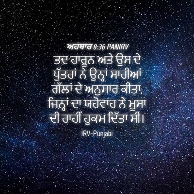 Picture 04 - ਅਹਬਾਰ 8:36 PANIRV - ਤਦ ਹਾਰੂਨ ਅਤੇ ਉਸ ਦੇ - Bible Verse Picture