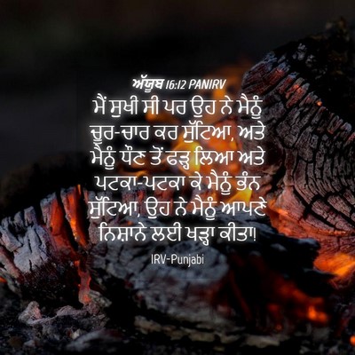 Picture 04 - ਅੱਯੂਬ 16:12 PANIRV - ਮੈਂ ਸੁਖੀ ਸੀ ਪਰ ਉਹ - Bible Verse Picture