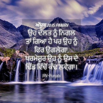 Picture 04 - ਅੱਯੂਬ 20:15 PANIRV - ਉਹ ਦੌਲਤ ਨੂੰ ਨਿਗਲ - Bible Verse Picture