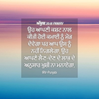 Picture 04 - ਅੱਯੂਬ 20:18 PANIRV - ਉਹ ਆਪਣੀ ਕਸ਼ਟ ਨਾਲ - Bible Verse Picture