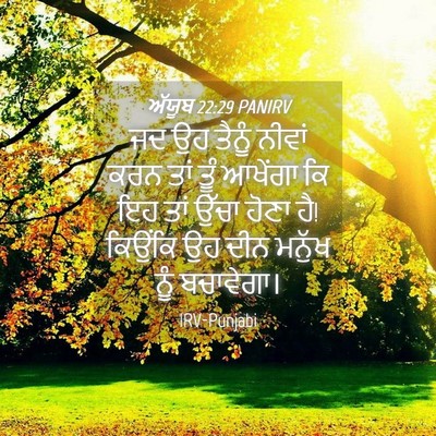 Picture 04 - ਅੱਯੂਬ 22:29 PANIRV - ਜਦ ਉਹ ਤੈਨੂੰ ਨੀਵਾਂ - Bible Verse Picture