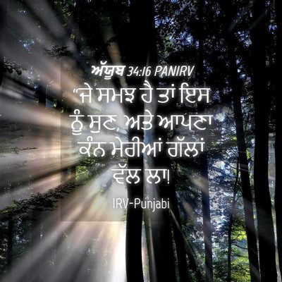 Picture 04 - ਅੱਯੂਬ 34:16 PANIRV - “ਜੇ ਸਮਝ ਹੈ ਤਾਂ ਇਸ - Bible Verse Picture