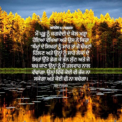 Picture 04 - ਆਮੋਸ 9:1 PANIRV - ਮੈਂ ਪ੍ਰਭੂ ਨੂੰ - Bible Verse Picture