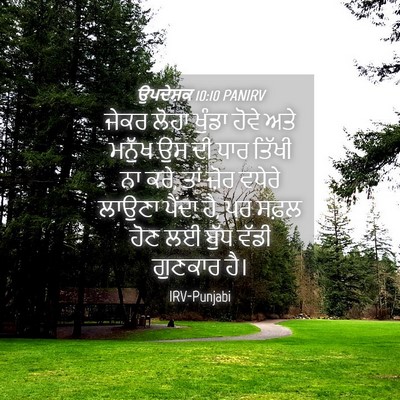 Picture 04 - ਉਪਦੇਸ਼ਕ 10:10 PANIRV - ਜੇਕਰ ਲੋਹਾ ਖੁੰਡਾ - Bible Verse Picture