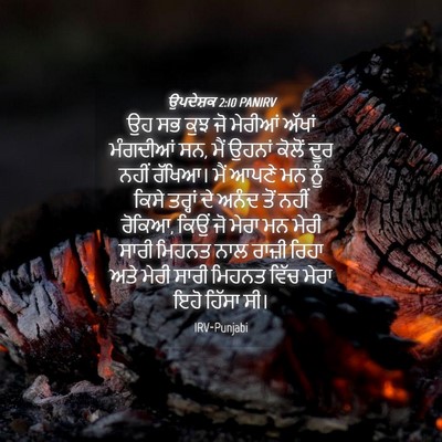 Picture 04 - ਉਪਦੇਸ਼ਕ 2:10 PANIRV - ਉਹ ਸਭ ਕੁਝ ਜੋ ਮੇਰੀਆਂ - Bible Verse Picture