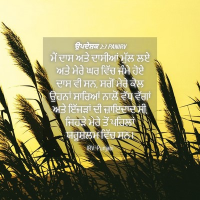 Picture 04 - ਉਪਦੇਸ਼ਕ 2:7 PANIRV - ਮੈਂ ਦਾਸ ਅਤੇ ਦਾਸੀਆਂ - Bible Verse Picture