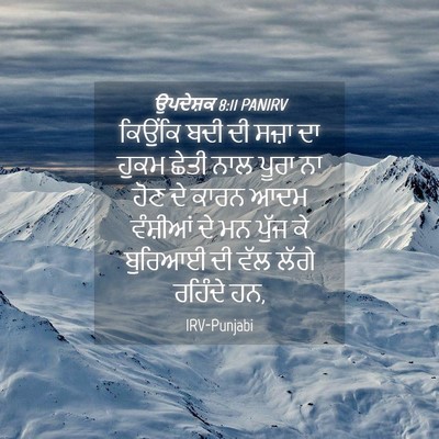 Picture 04 - ਉਪਦੇਸ਼ਕ 8:11 PANIRV - ਕਿਉਂਕਿ ਬਦੀ ਦੀ ਸਜ਼ਾ - Bible Verse Picture