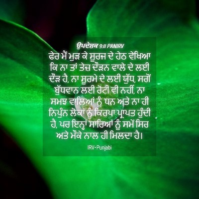 Picture 04 - ਉਪਦੇਸ਼ਕ 9:11 PANIRV - ਫੇਰ ਮੈਂ ਮੁੜ ਕੇ ਸੂਰਜ - Bible Verse Picture