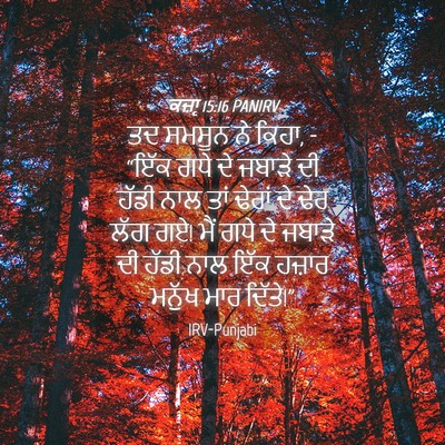 Picture 04 - ਕਜ਼ਾૃ 15:16 PANIRV - ਤਦ ਸਮਸੂਨ ਨੇ ਕਿਹਾ, - - Bible Verse Picture