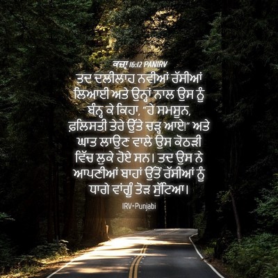 Picture 04 - ਕਜ਼ਾૃ 16:12 PANIRV - ਤਦ ਦਲੀਲਾਹ ਨਵੀਆਂ - Bible Verse Picture