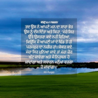 Picture 04 - ਕਜ਼ਾૃ 16:17 PANIRV - ਤਦ ਉਸ ਨੇ ਆਪਣੇ ਮਨ ਦਾ - Bible Verse Picture