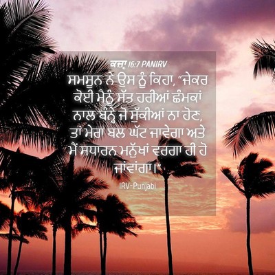Picture 04 - ਕਜ਼ਾૃ 16:7 PANIRV - ਸਮਸੂਨ ਨੇ ਉਸ ਨੂੰ - Bible Verse Picture