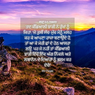 Picture 04 - ਕਜ਼ਾૃ 9:15 PANIRV - ਤਦ ਕੰਡਿਆਲੀ ਝਾੜੀ ਨੇ - Bible Verse Picture