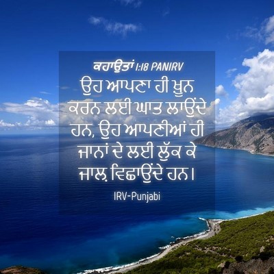Picture 04 - ਕਹਾਉਤਾਂ 1:18 PANIRV - ਉਹ ਆਪਣਾ ਹੀ ਖ਼ੂਨ ਕਰਨ - Bible Verse Picture