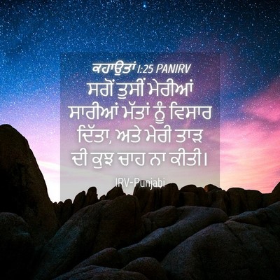Picture 04 - ਕਹਾਉਤਾਂ 1:25 PANIRV - ਸਗੋਂ ਤੁਸੀਂ ਮੇਰੀਆਂ - Bible Verse Picture
