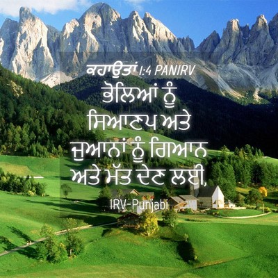 Picture 04 - ਕਹਾਉਤਾਂ 1:4 PANIRV - ਭੋਲਿਆਂ ਨੂੰ ਸਿਆਣਪ - Bible Verse Picture