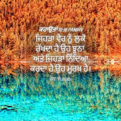 Picture 04 - ਕਹਾਉਤਾਂ 10:18 PANIRV - ਜਿਹੜਾ ਵੈਰ ਨੂੰ ਲੁਕੋ - Bible Verse Picture