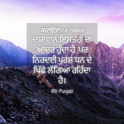 Picture 04 - ਕਹਾਉਤਾਂ 11:16 PANIRV - ਦਯਾਵਾਨ ਇਸਤਰੀ ਦਾ - Bible Verse Picture