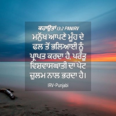 Picture 04 - ਕਹਾਉਤਾਂ 13:2 PANIRV - ਮਨੁੱਖ ਆਪਣੇ ਮੂੰਹ ਦੇ - Bible Verse Picture
