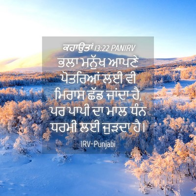 Picture 04 - ਕਹਾਉਤਾਂ 13:22 PANIRV - ਭਲਾ ਮਨੁੱਖ ਆਪਣੇ - Bible Verse Picture