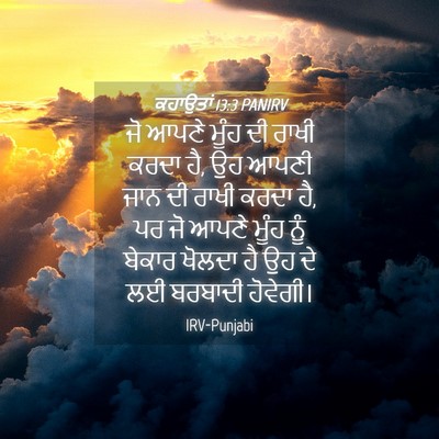 Picture 04 - ਕਹਾਉਤਾਂ 13:3 PANIRV - ਜੋ ਆਪਣੇ ਮੂੰਹ ਦੀ - Bible Verse Picture