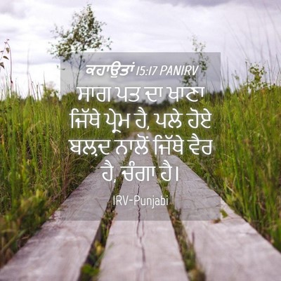Picture 04 - ਕਹਾਉਤਾਂ 15:17 PANIRV - ਸਾਗ ਪਤ ਦਾ ਖਾਣਾ - Bible Verse Picture
